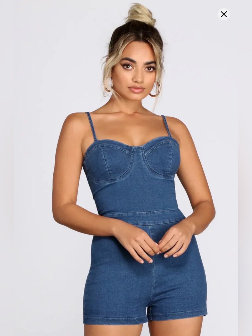 Blashe Stylish Sweetheart Denim Romper Size Medium